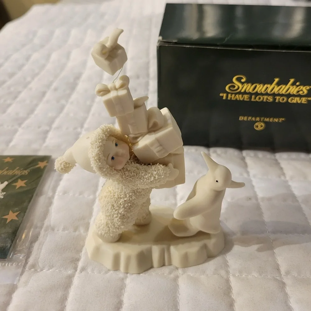 VTG Dept. 56 Snowbabies I Have Lots To Give Penguin Gifts Presents Christmas Fun